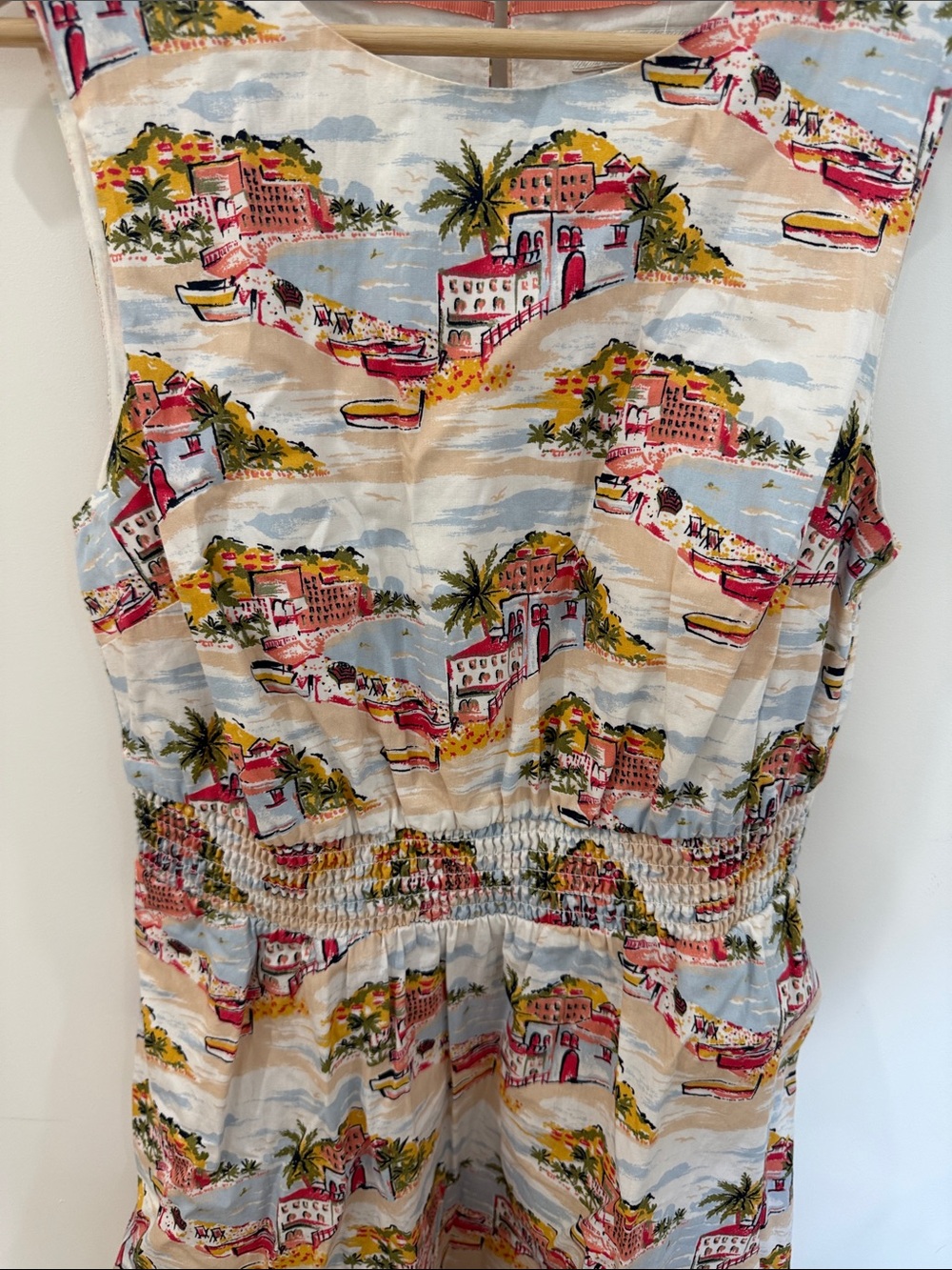 Boden Sleeveless Coastal Print Mini Dress in Light Blue and Pink - Picture 5 of 12